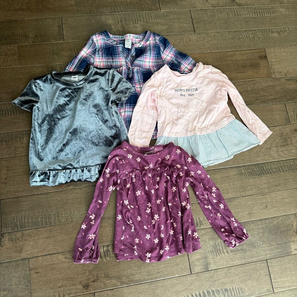 Girls' Mixed Long and Short Sleeve Tops Set 4T Bundle Lot Fall Winter